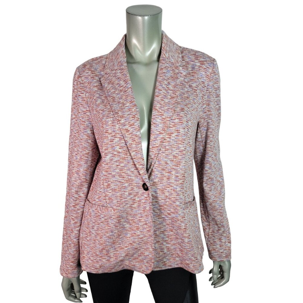 Lands' End Jacket Size S 6-8 Pockets Stretch Button Front Long Sleeve Multi NWT